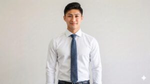 清潔感と格式を与える、40代ビジネスマンに鉄板でおすすめの白のワイドカラーワイシャツ